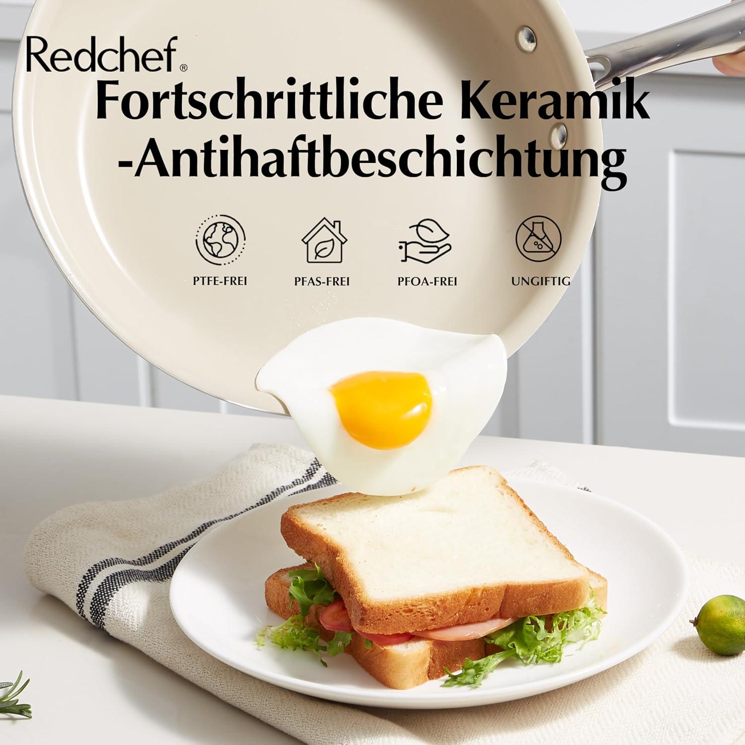 Keramik Pfannenset 14-Teilig Induktion Glasdeckel antihaftbeschichtet