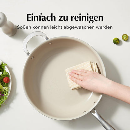 Redchef 14-teiliges Keramik Pfannenset mit Deckel, Antihaftbeschichtung, Induktion, Edelstahlgriff, Backofen- und Spülmaschinenfest