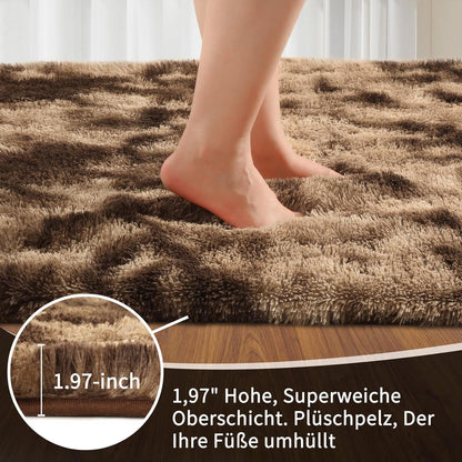 Hochflor Teppich Braun 275x370 – Flauschiger Wohnzimmerteppich