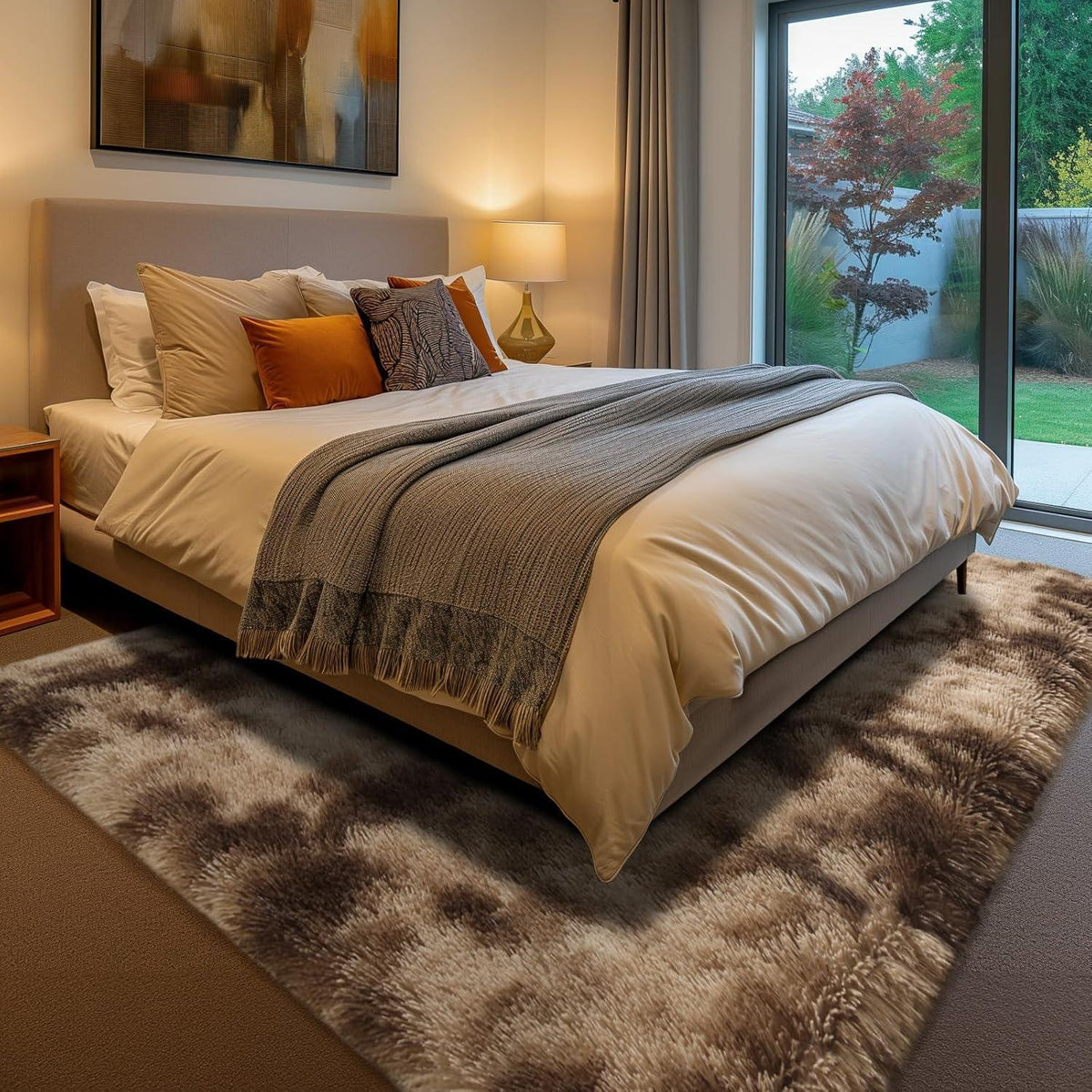 Hochflor Teppich Braun 275x370 – Flauschiger Wohnzimmerteppich