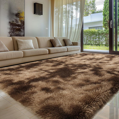 Hochflor Teppich Braun 275x370 – Flauschiger Wohnzimmerteppich