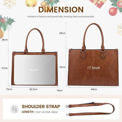 17.3 Zoll Laptoptasche Damen PU Leder Braun Business Umhängetasche
