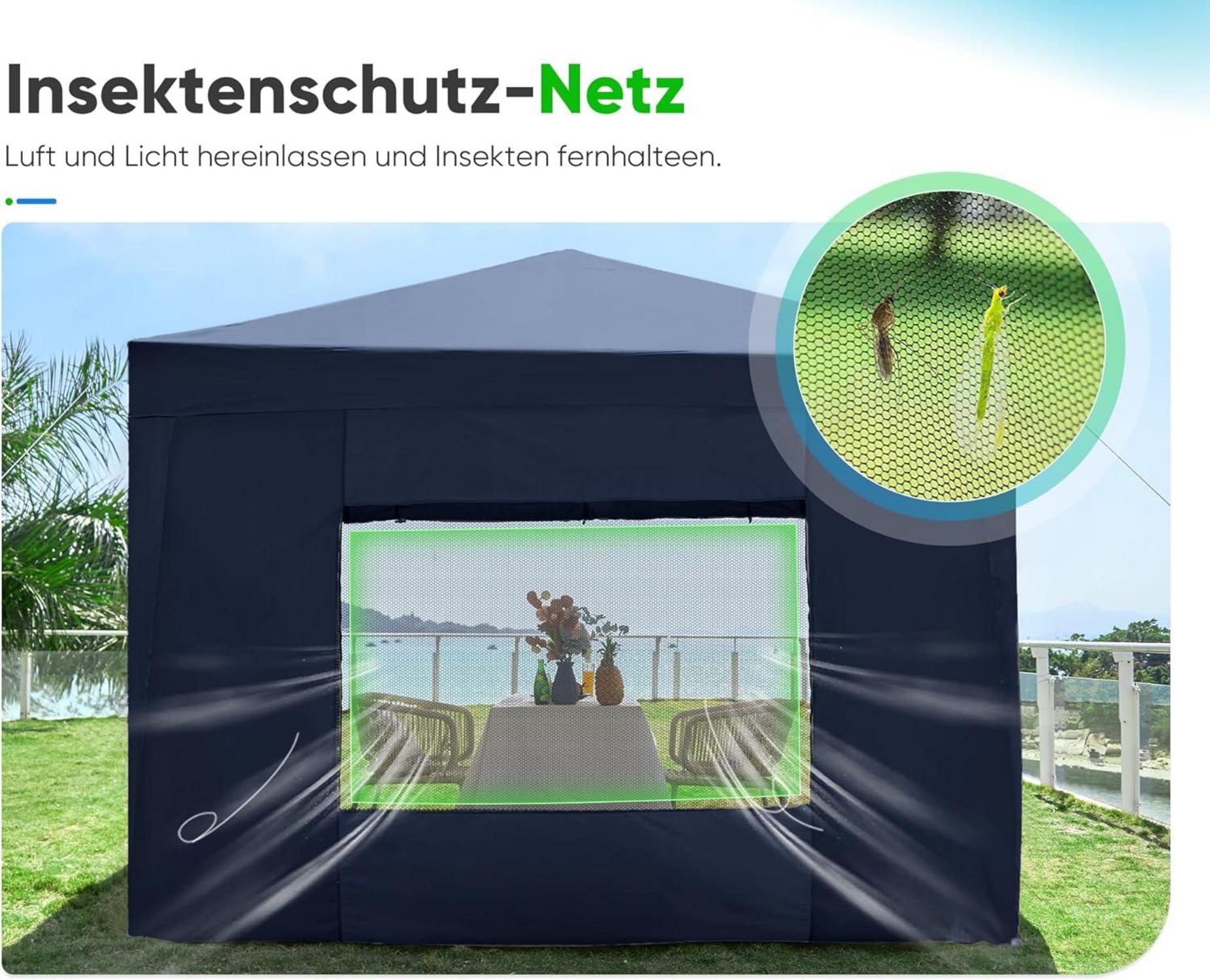 Quictent Faltpavillon 3x3 Wasserdicht Stabil Winterfest Blau