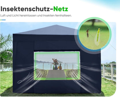 Quictent Faltpavillon 3x3 Wasserdicht Stabil Winterfest Blau