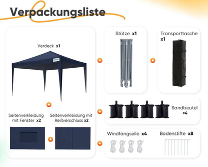 Pavillon 3x3 Faltpavillon Entlüftung Wasserdicht Stabil Winterfest 4