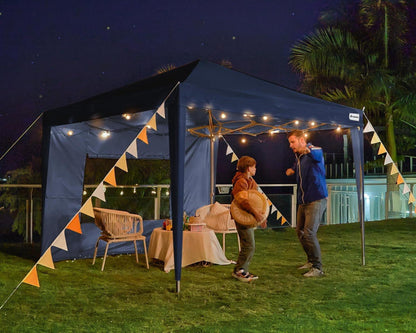 Faltpavillon 3x3 mit 4 Seitenteilen Wasserdicht Stabil Winterfest Blau