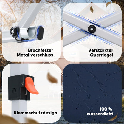 Quictent Faltpavillon 3x3 Wasserdicht Stabil Winterfest Blau