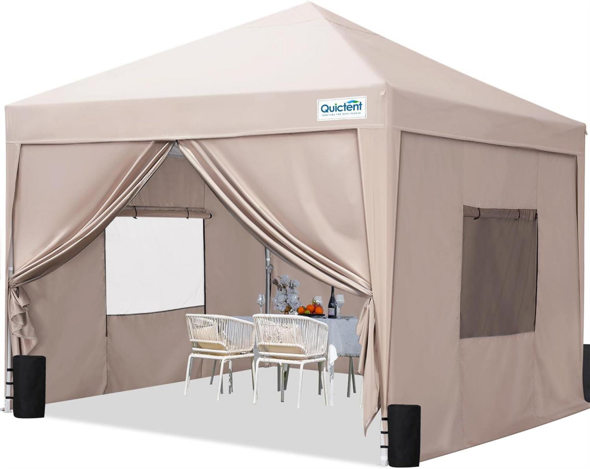Faltpavillon mit 4 Seitenteilen Wasserdicht Stabil Beige