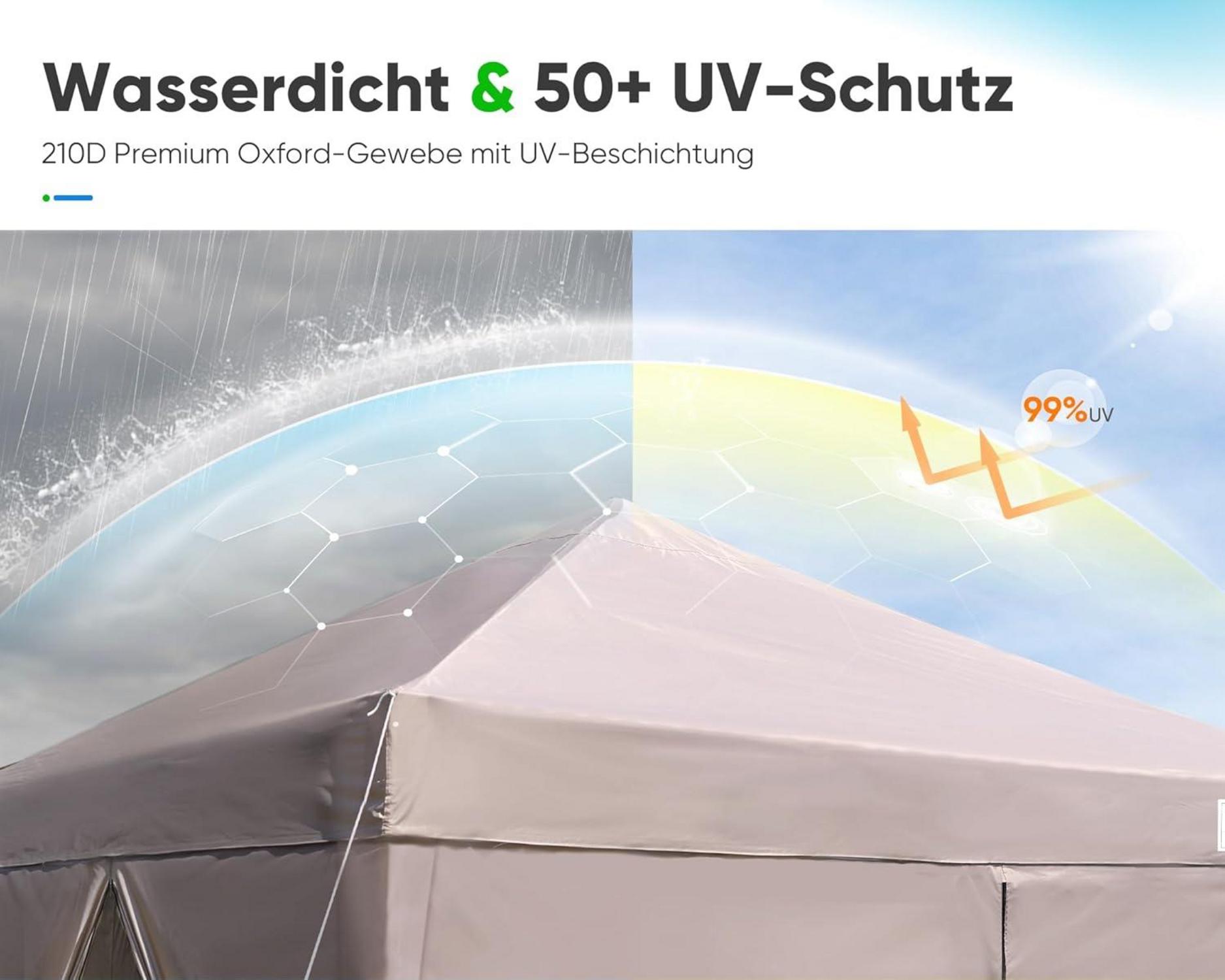 Faltpavillon mit 4 Seitenteilen Wasserdicht Stabil Beige