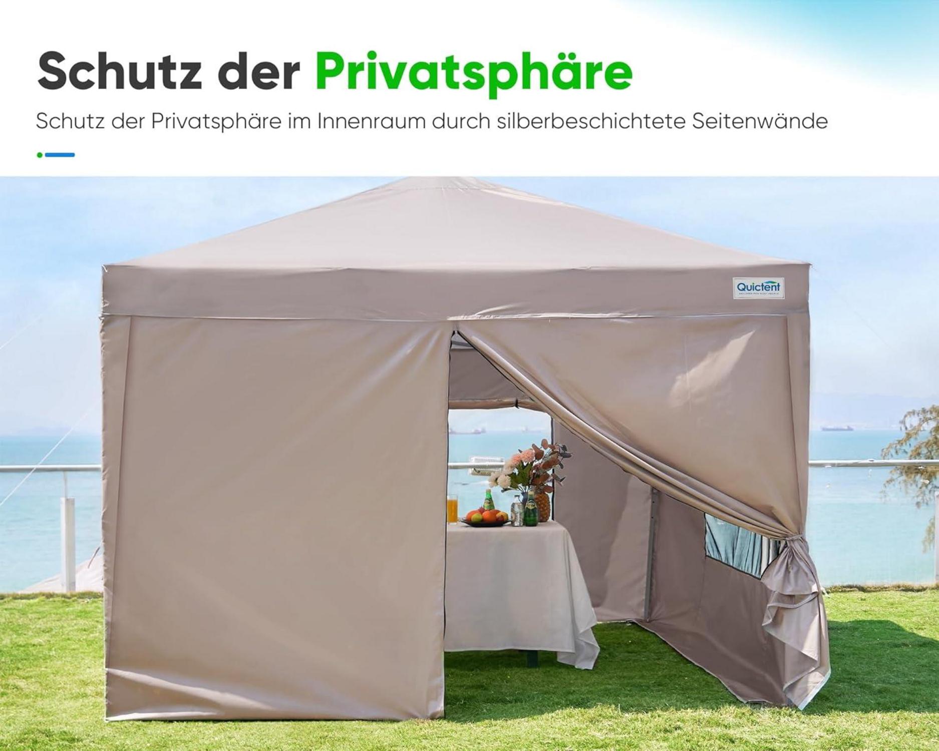 Faltpavillon 3x3m mit 4 Seitenwänden Wasserdicht Stabil Winterfest, Beige