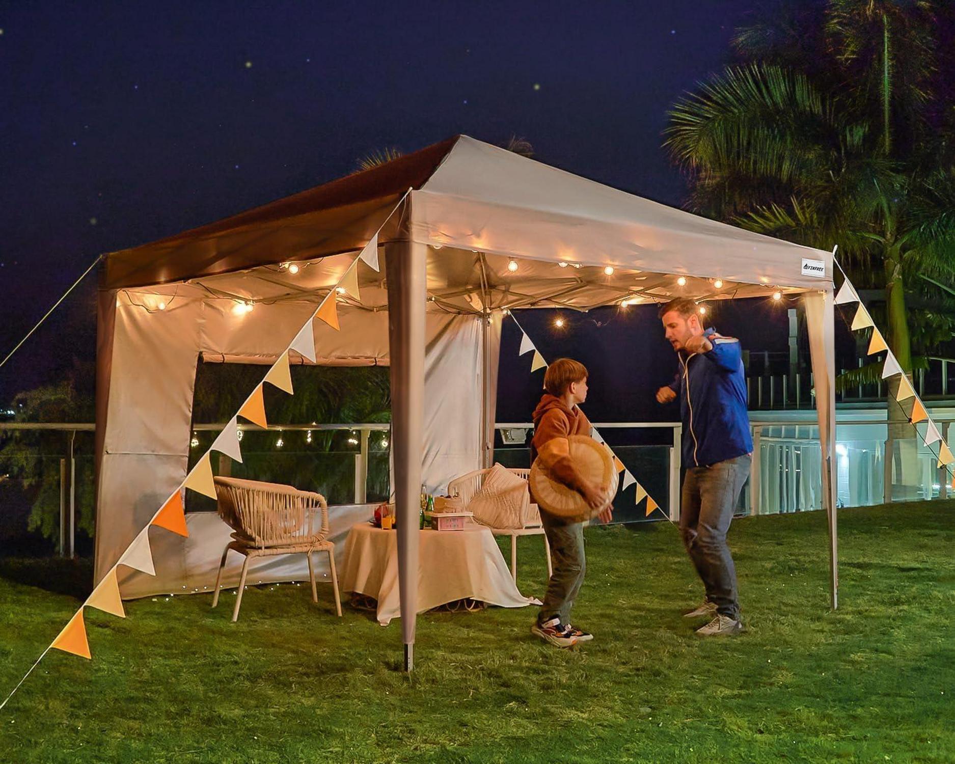 Faltpavillon 3x3m mit 4 Seitenwänden Wasserdicht Stabil Winterfest, Beige