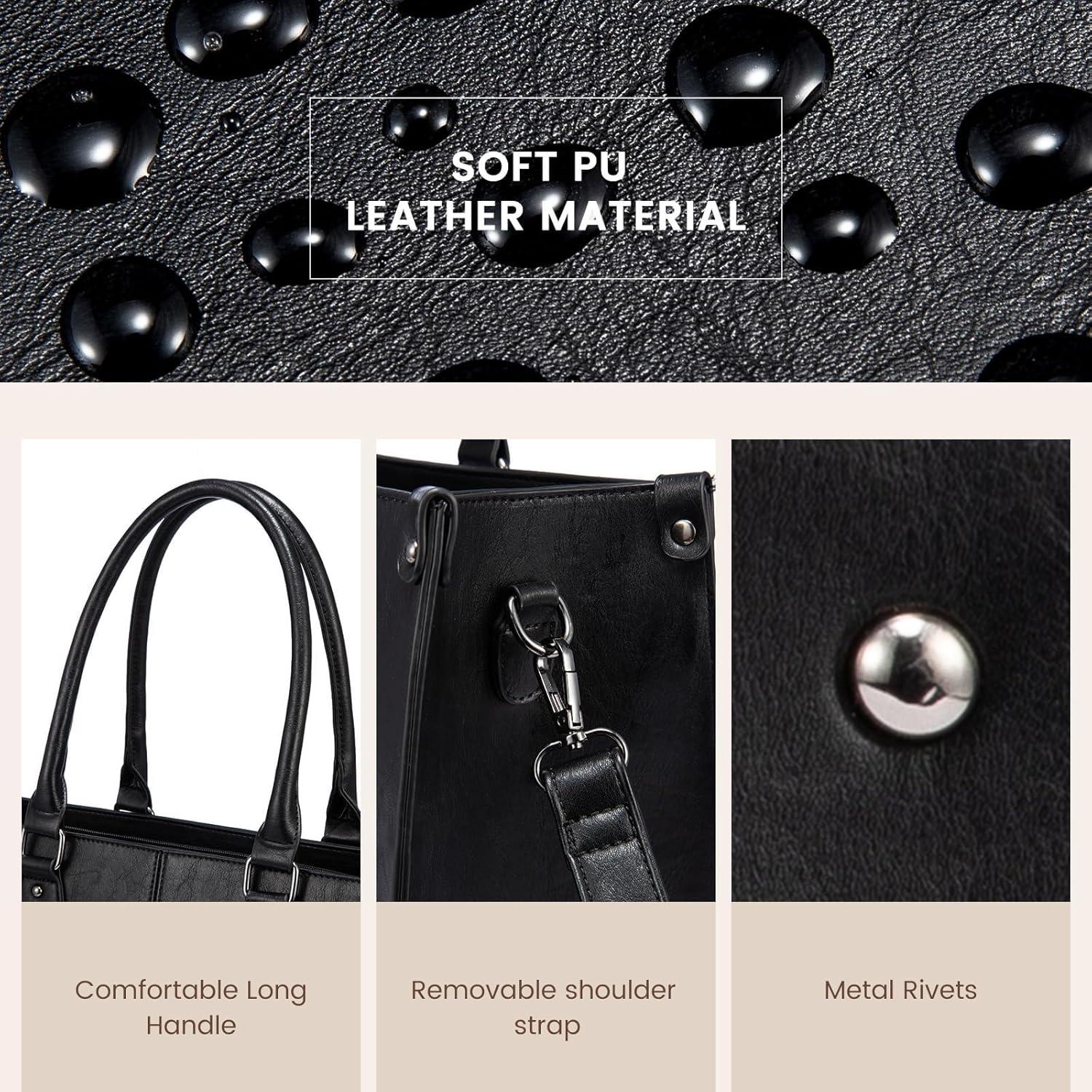 17.3 Zoll LOVEVOOK Damen Laptoptasche PU Leder Handtasche Schwarz