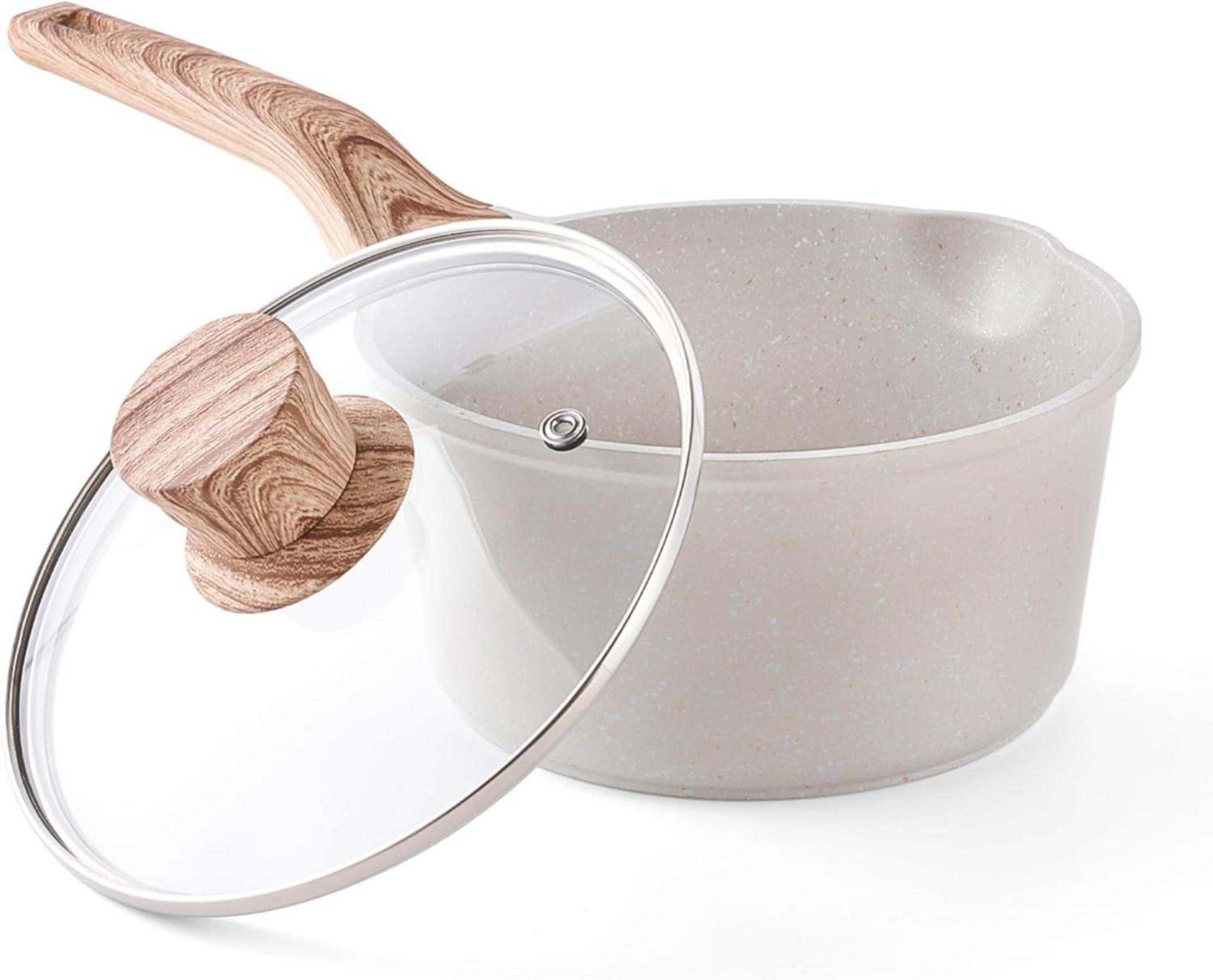 Stielkasserolle Induktion Granit Antihaft 2L mit Deckel