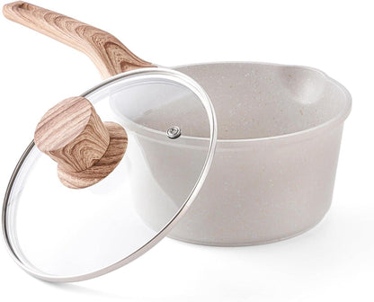 Stielkasserolle Induktion Granit Antihaft 2L mit Deckel