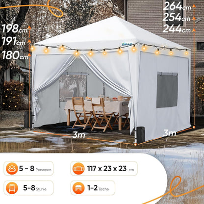 Quictent Pavillon 3x3 Wasserdicht Stabil Winterfest Pop up