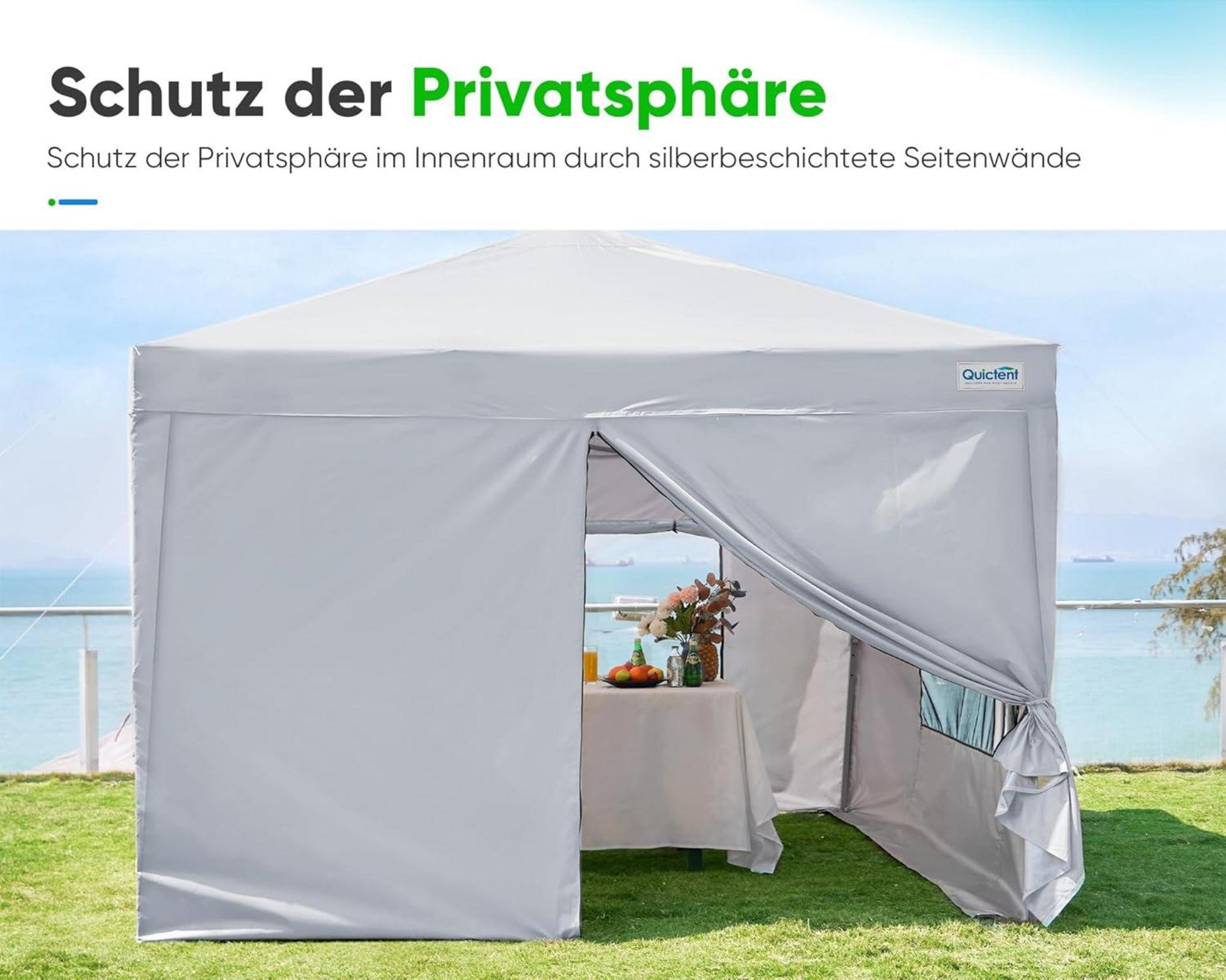 Quictent Pavillon 3x3 Wasserdicht Stabil Winterfest Pop up mit 4 Seitenwänden
