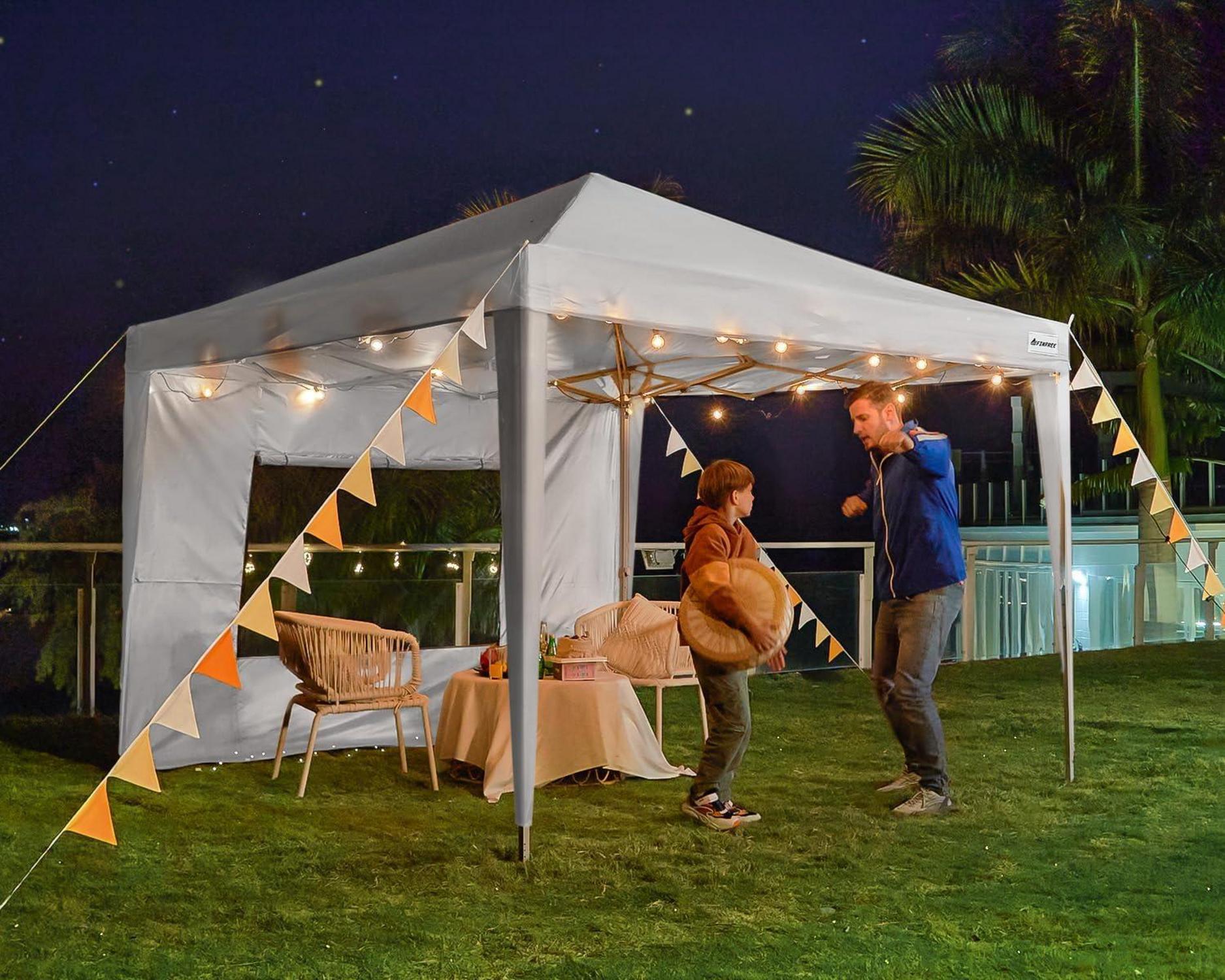 Quictent Pavillon 3x3 Wasserdicht Stabil Winterfest Pop up mit 4 Seitenwänden