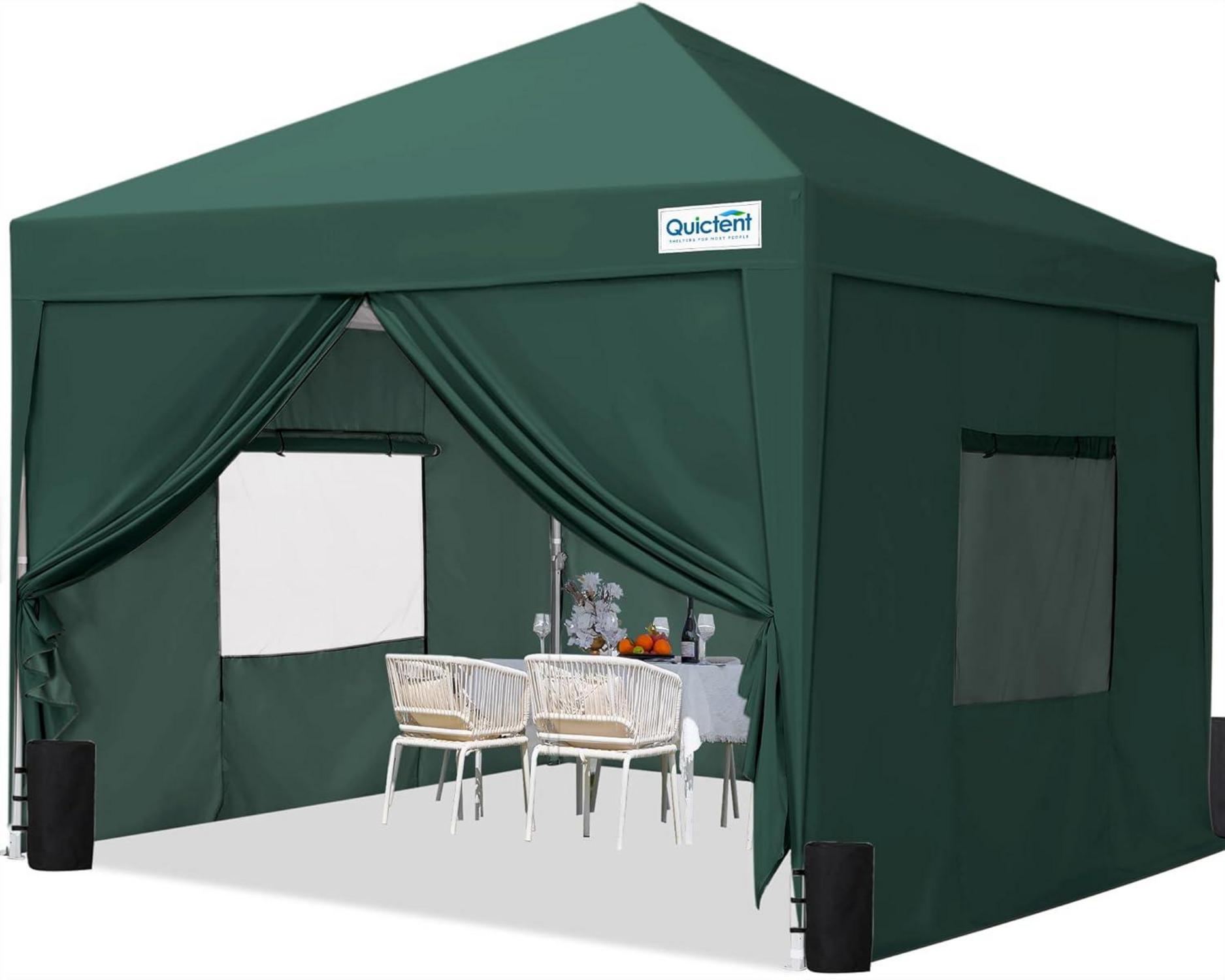 Stabiler Faltpavillon mit 4 Seitenteilen und Entlüftung, Grün