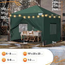 Quictent Pavillon 3x3 Wasserdicht Stabil Winterfest Grün