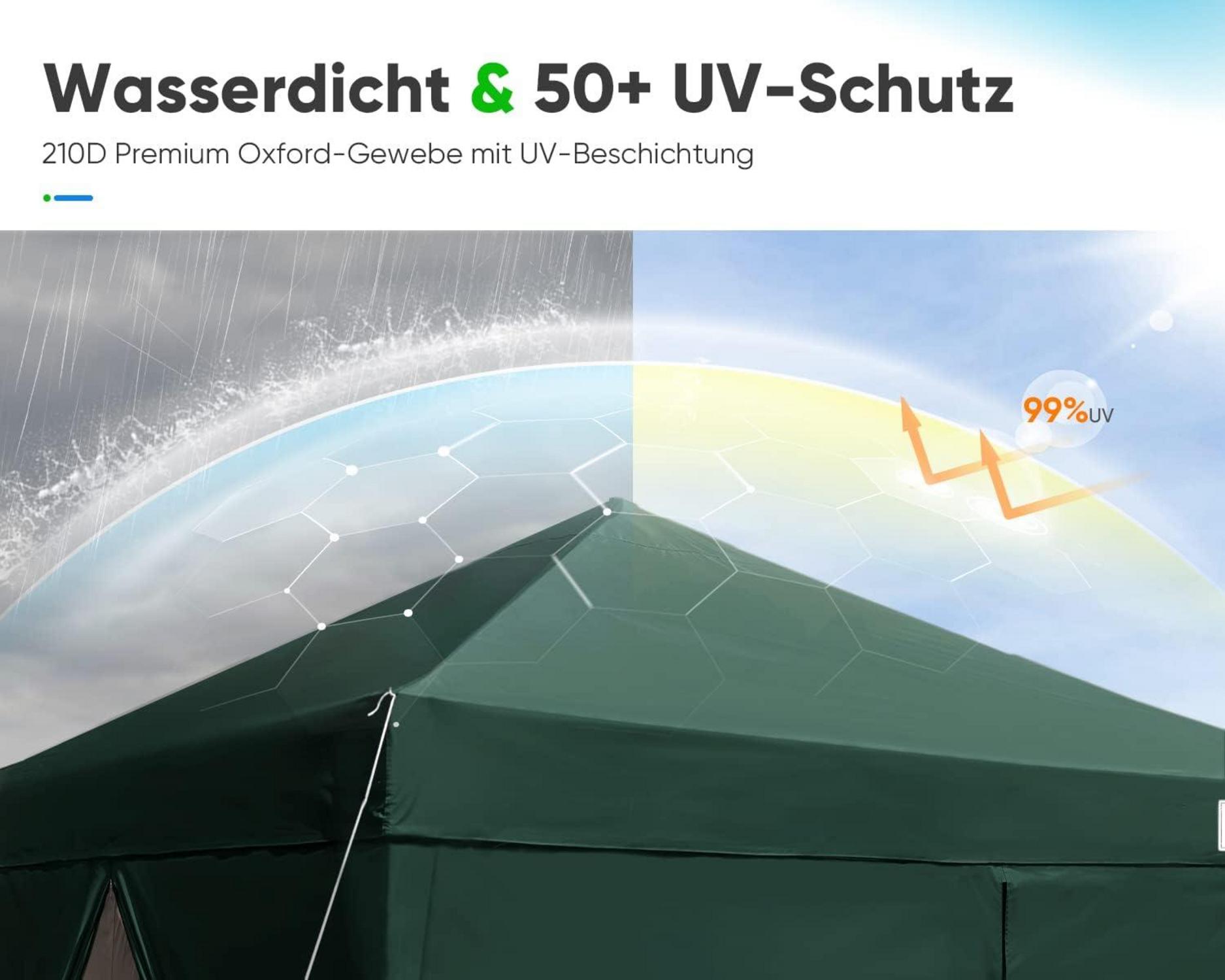 Stabiler Faltpavillon mit 4 Seitenteilen und Entlüftung, Grün
