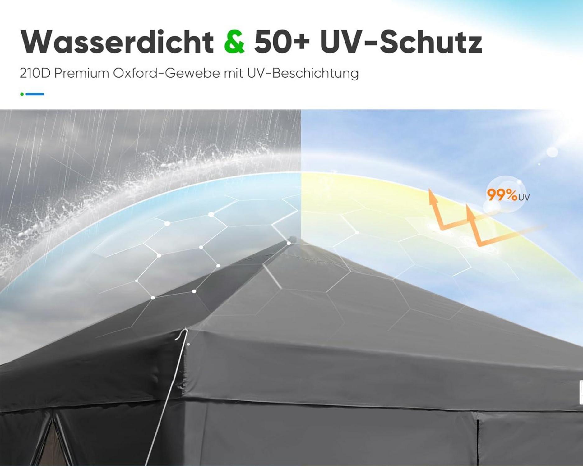 Stabiler Faltpavillon mit 4 Seitenteilen, Wasserdicht, Winterfest