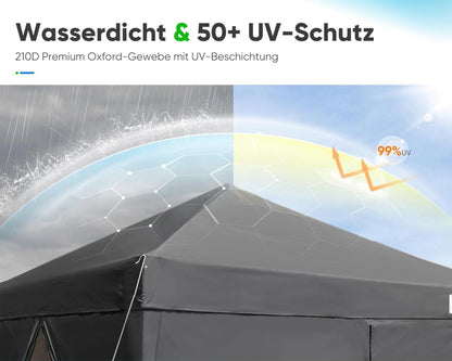 Stabiler Faltpavillon mit 4 Seitenteilen, Wasserdicht, Winterfest