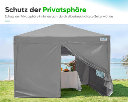 Quictent Pavillon 3x3 Wasserdicht Stabil Winterfest Grau