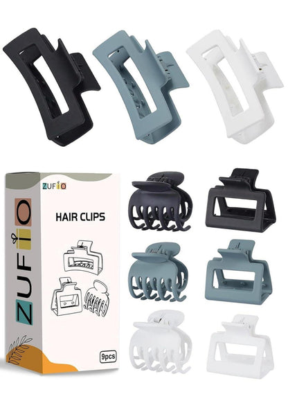 Zufio Matte Haarspangen Set, rechteckig und quadratisch