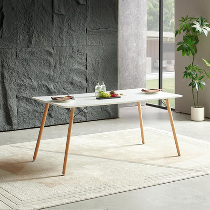 Esszimmergruppe 160x80cm Weiß mit 4 Khaki Stühlen