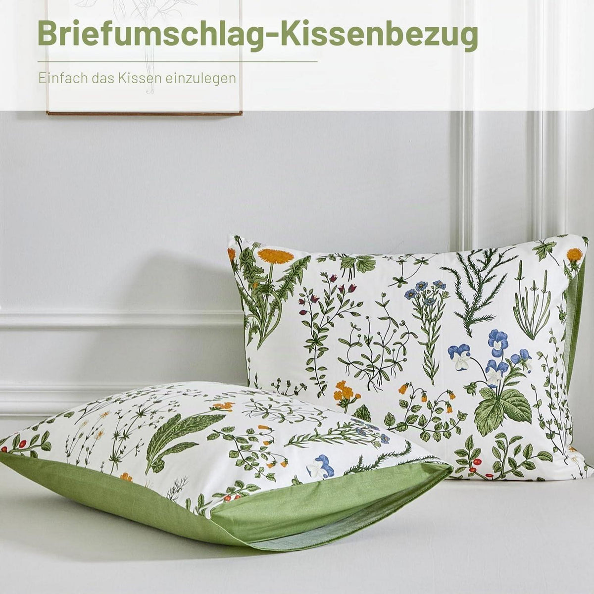 Baumwoll Bettwäsche-Set mit Blattmotiv, 135/150 cm