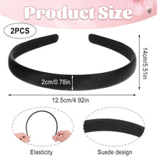 2er Set Satin Stirnbänder Damen Schwarz 2cm