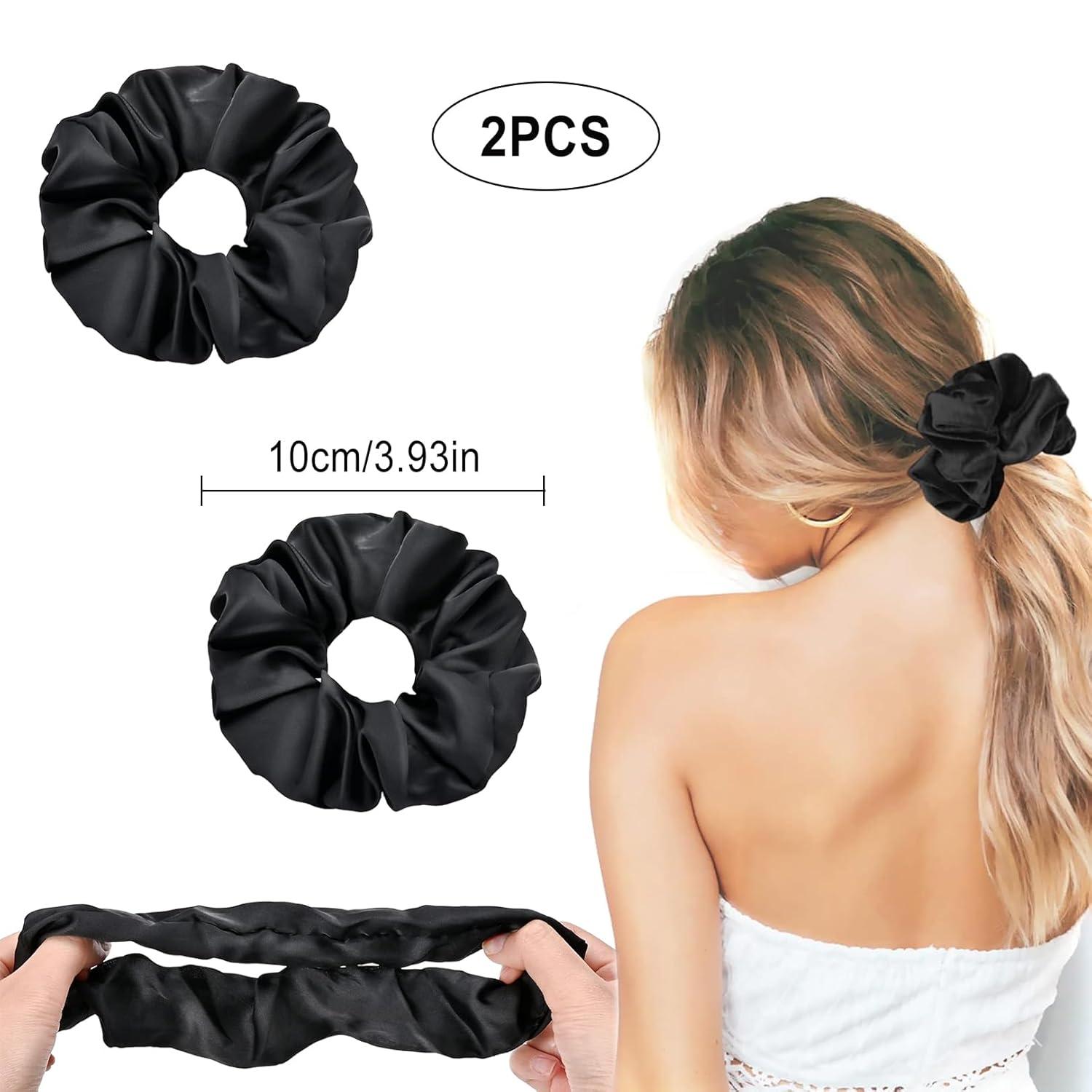 2er Set Satin Stirnbänder Schwarz 2cm Breit für Damen - Retro