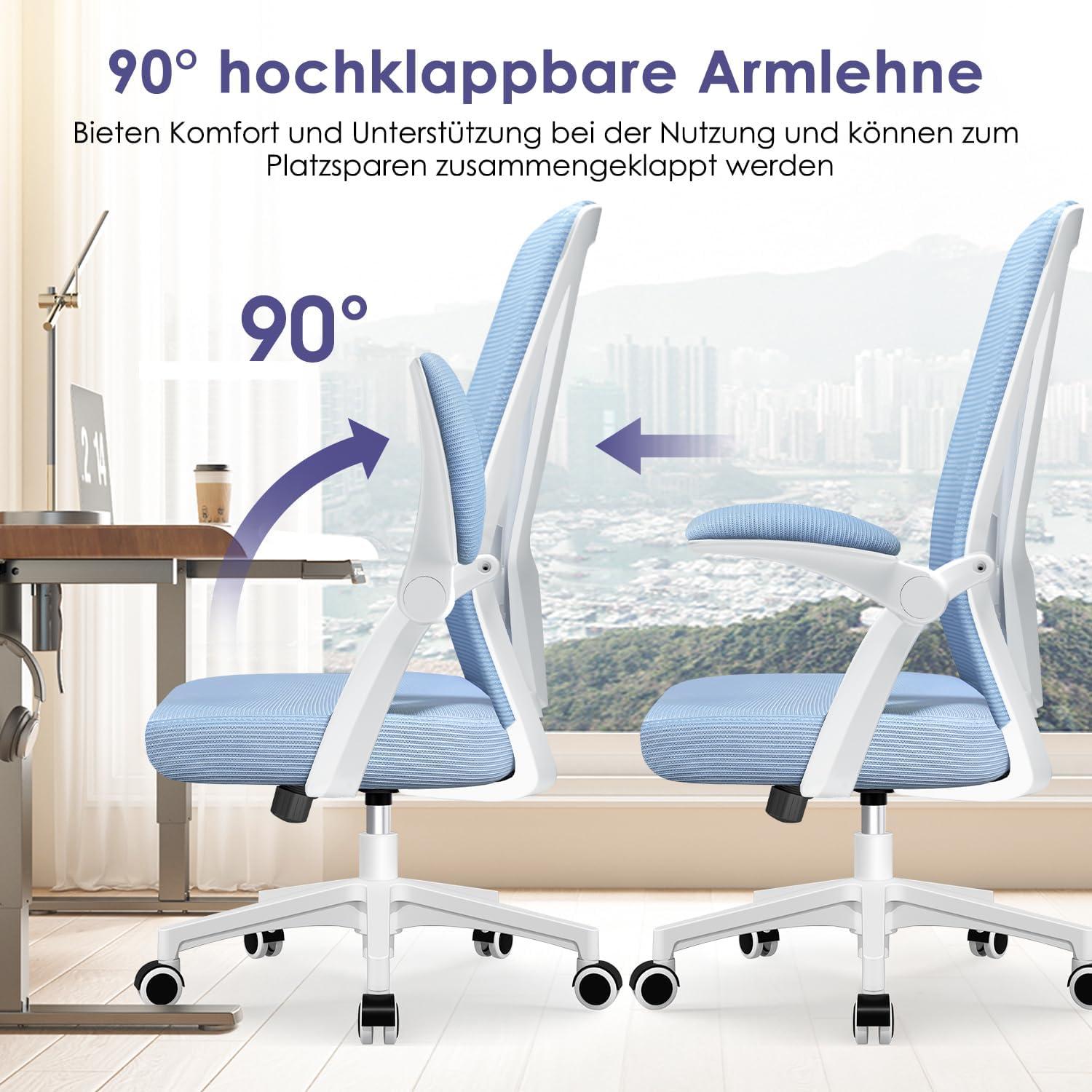 Ergonomischer Bürostuhl mit Wippfunktion und Lendenstütze - Blau