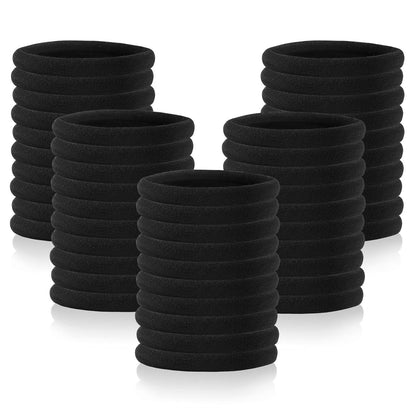 50er Set Schwarz Haargummis ohne Metall für Damen & Mädchen