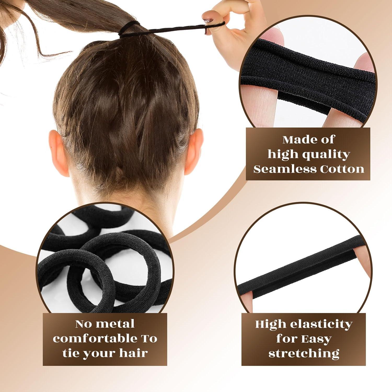 50er Set Schwarz Haargummis ohne Metall für Damen & Mädchen