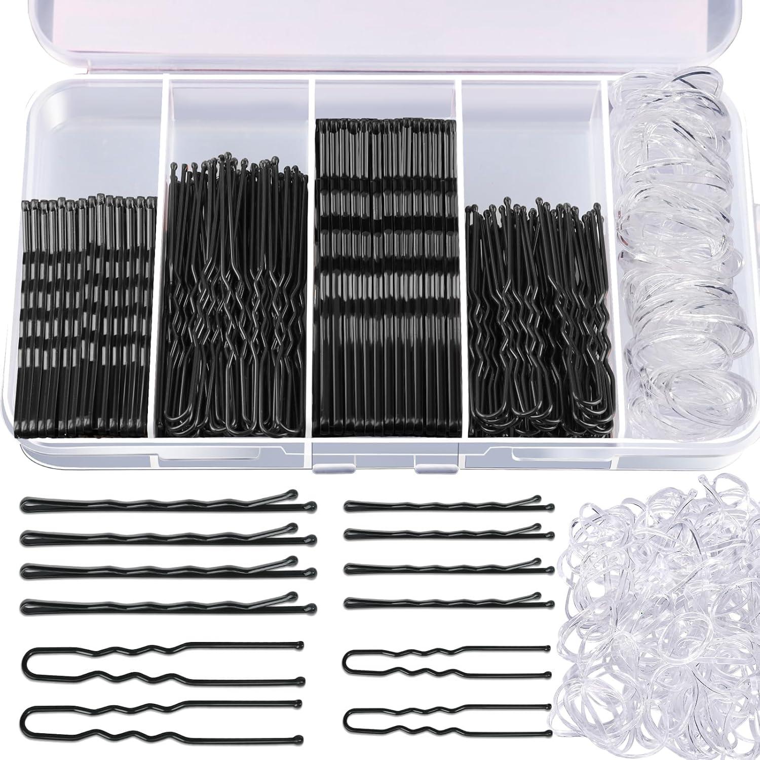 Schwarze Haarklammern Set Haargummis Haarnadeln Bobby Pins
