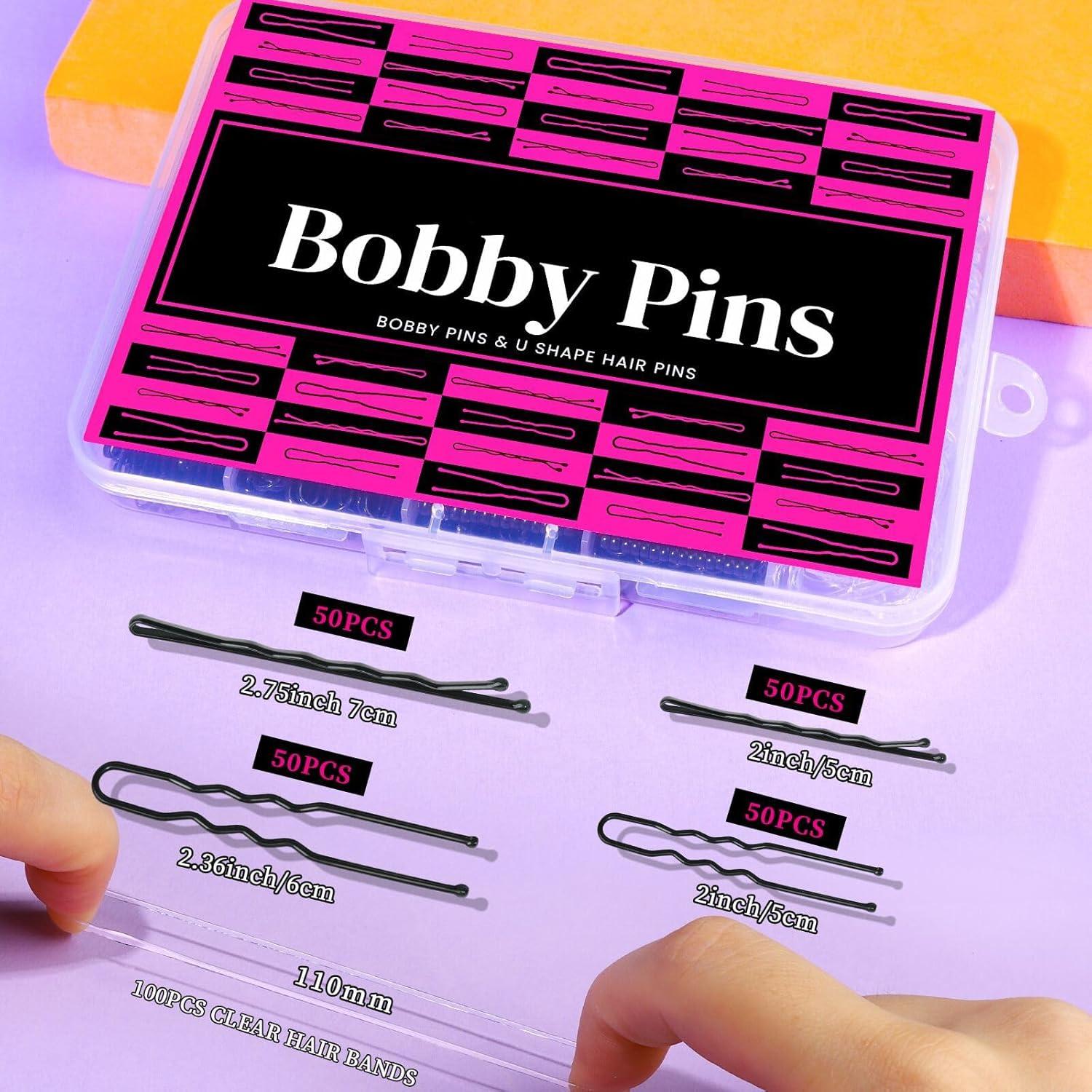 300 Schwarze Haarklemmen Haargummis Haarnadeln Bobby Pins
