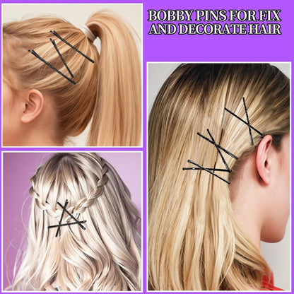 300 Stück Schwarze Haarklemmen Haargummis Haarnadeln Bobby Pins Set