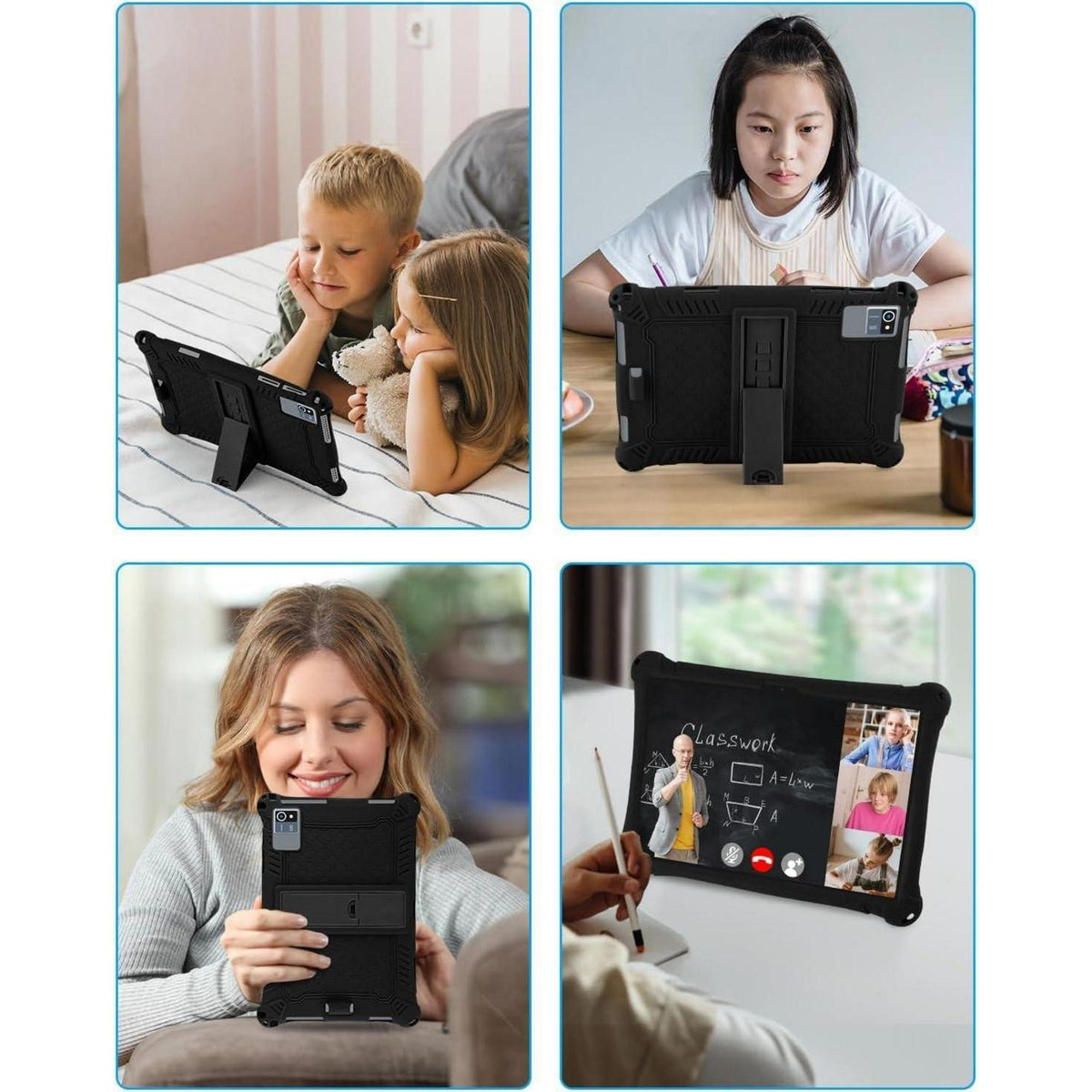 Silikon Tablet Hülle 10 Zoll mit Stift & Gurt – Schwarz