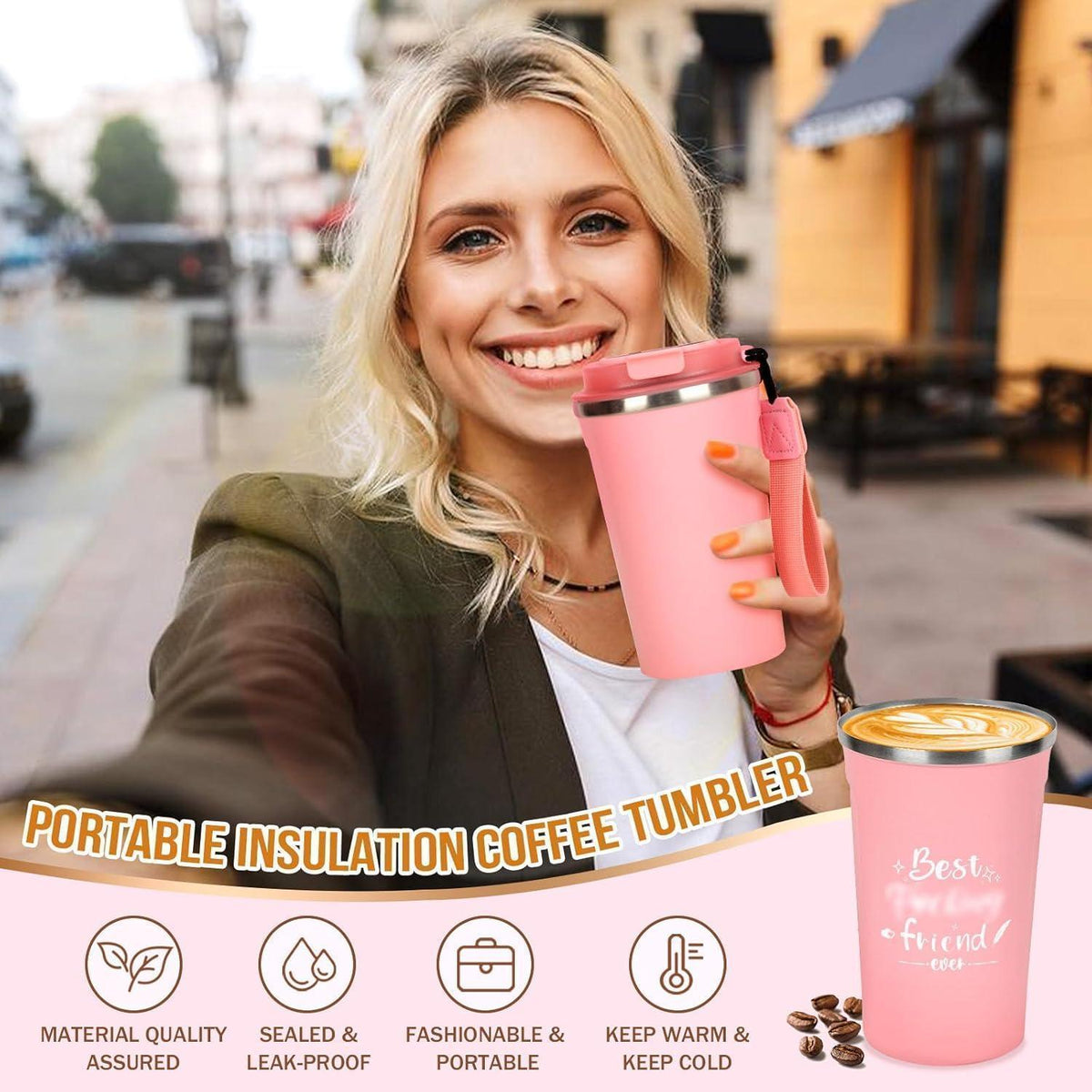 Geschenkset für Frauen: Thermobecher, Kerze & Armband