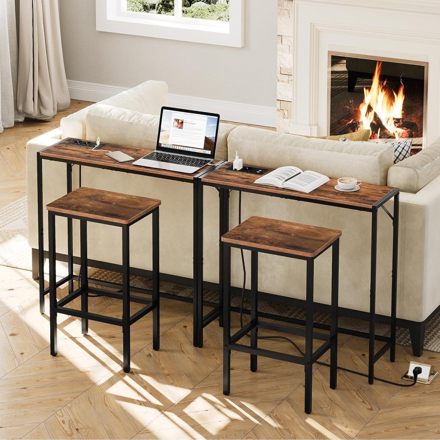 Konsolentisch mit Ladestation 76,2x24x73,8cm Braun/Schwarz
