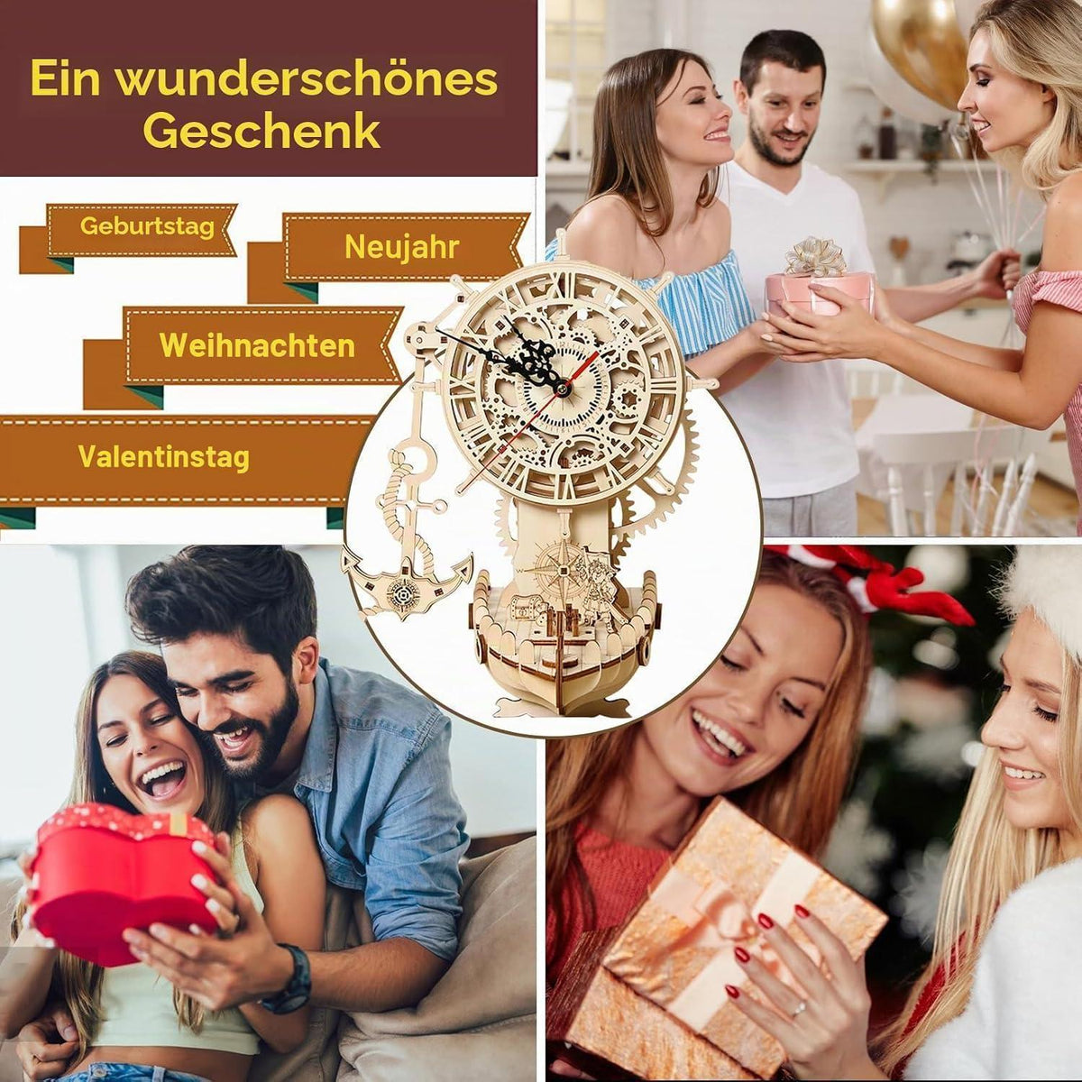 3D Holzpuzzle Uhr – Piratenschiff Modellbausatz zum Selberbauen