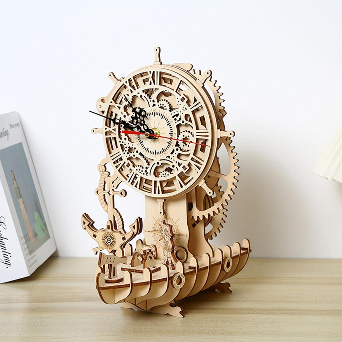 3D Holzpuzzle Uhr – Piratenschiff Modellbausatz zum Selberbauen