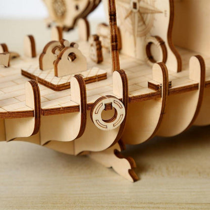 3D Holzpuzzle Uhr – Piratenschiff Modellbausatz zum Selberbauen