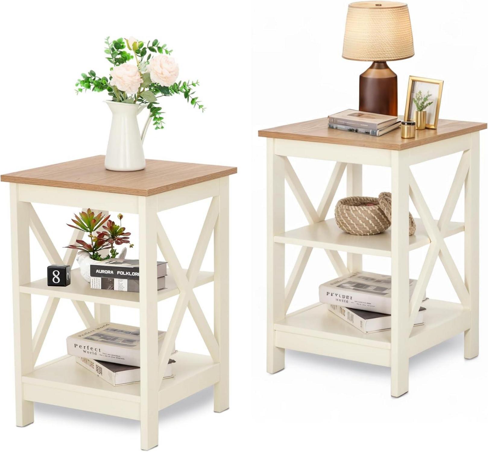 Set Beistelltische Moderne Nachttisch 3 Ebenen mit Stauraum