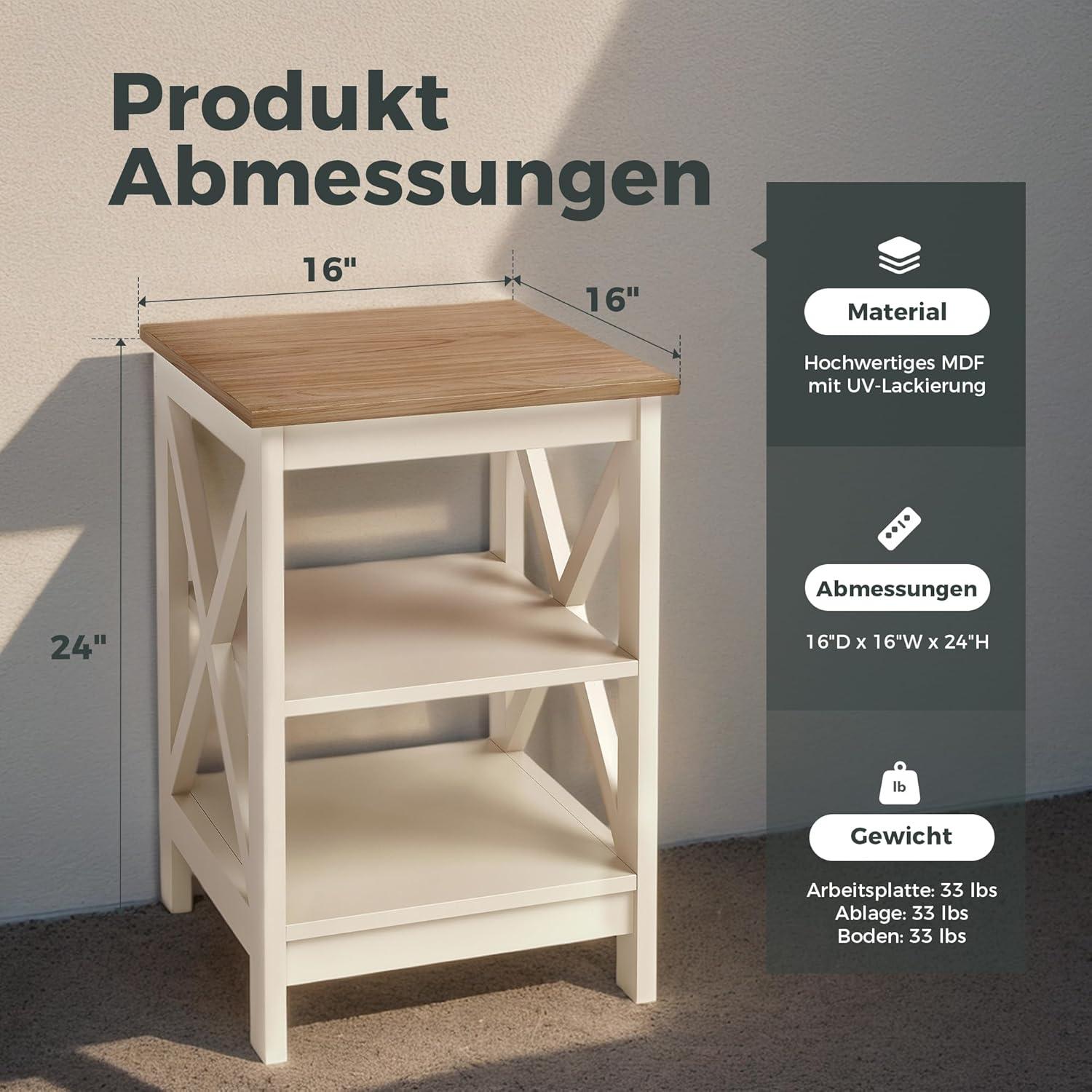 Set Beistelltische Moderne Nachttisch 3 Ebenen mit Stauraum
