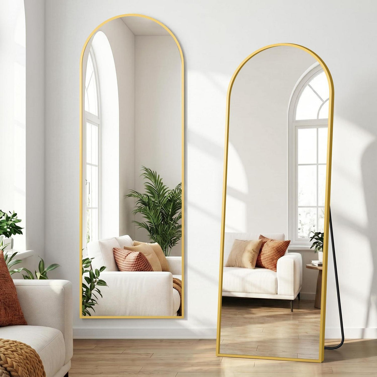 Ganzkörperspiegel 175x60cm – Stand- & Wandspiegel Schwarz Gold