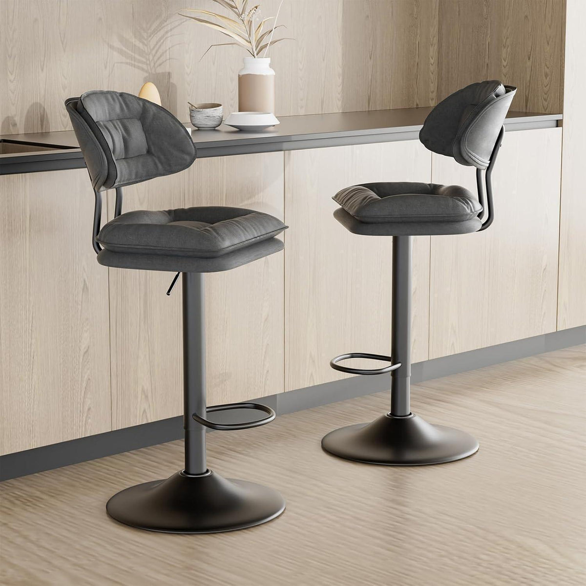 Barhocker Set 4er – Ergonomisch & Verstellbar Dunkelgrau