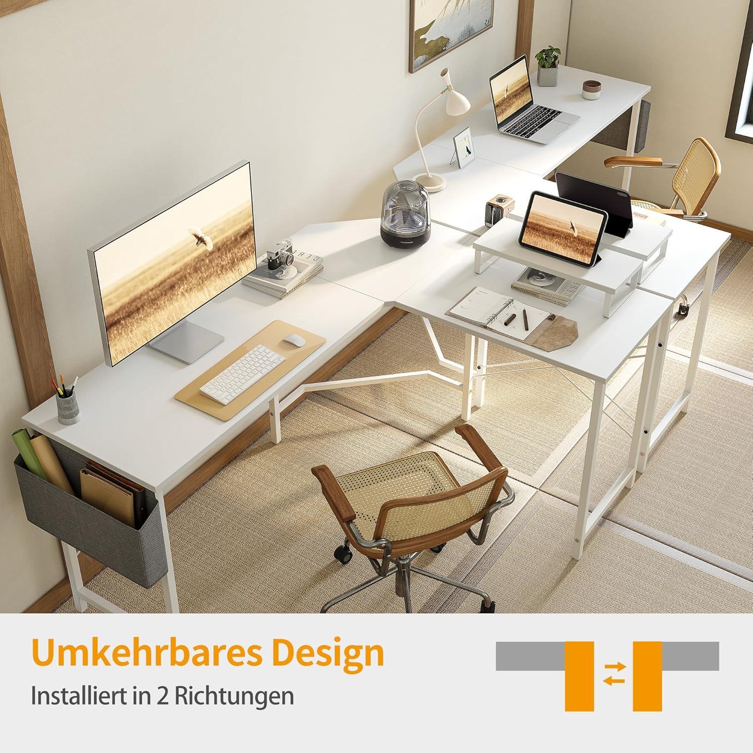 Gaming Tisch Eckschreibtisch 120x120cm Monitorständer und Aufbewahrungstasche