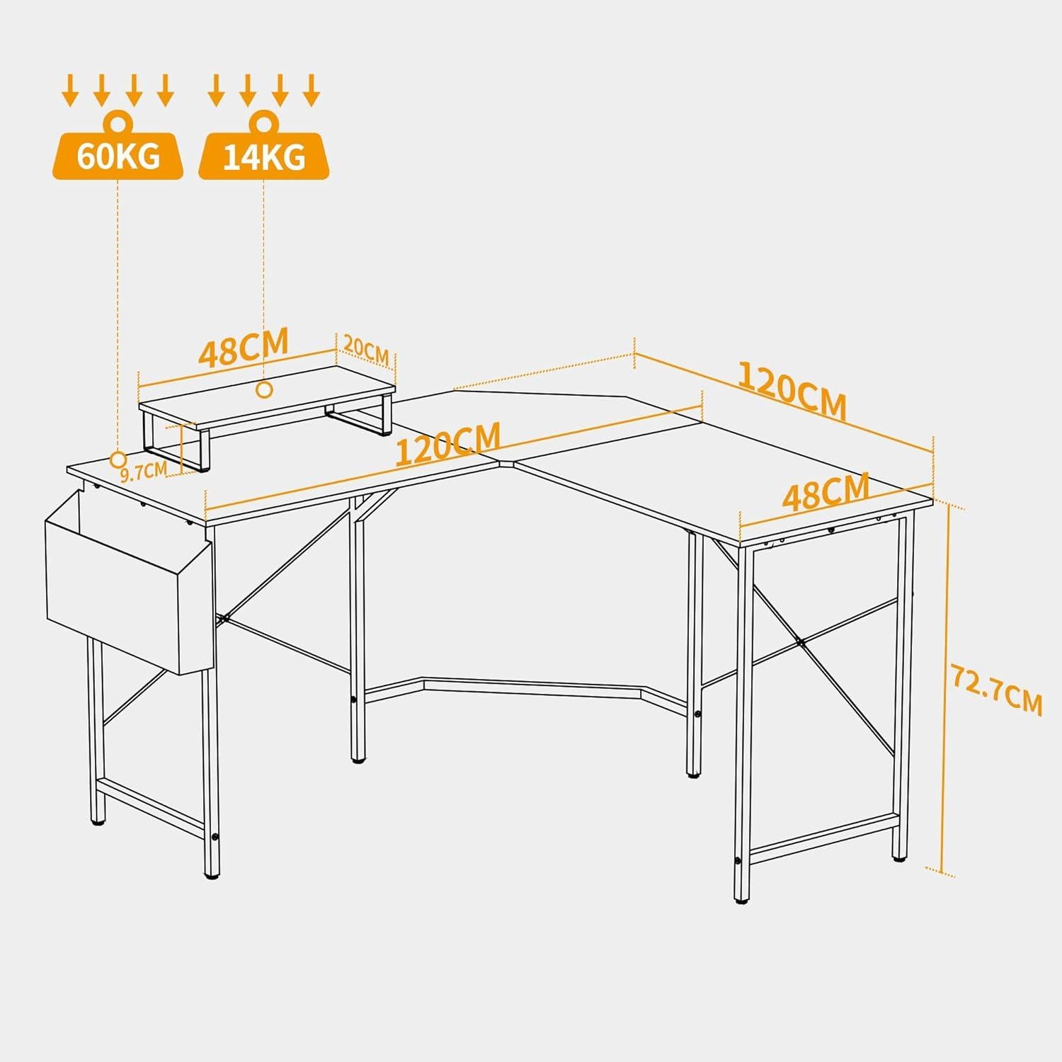 Gaming Eckschreibtisch 120x120cm mit Monitorständer